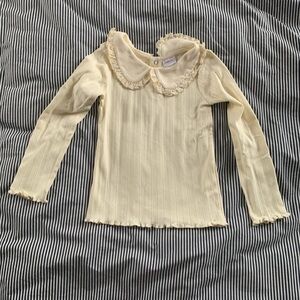 NWT Hanna Andersson Long Sleeve Collared Pointelle T-Shirt